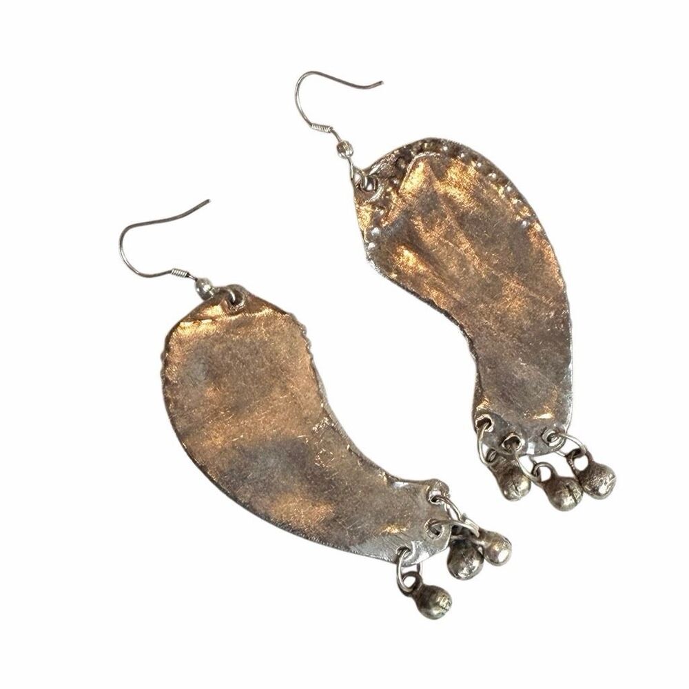 Vintage Blue Inlay Statement Dangle Earrings - image 8